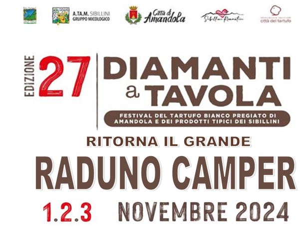 Diamanti a Tavola – 1-3 novembre 2024 – Camper Club Sibillini Amandola